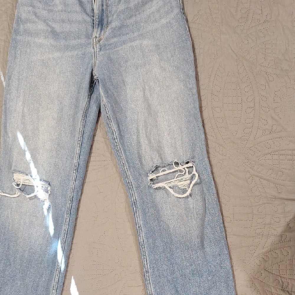 Hollister Light Blue High Rise Distressed Jeans